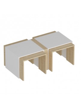 Τραπέζι σαλονιού Selby pakoworld λευκό-oak 90x50x42εκ 120-000189