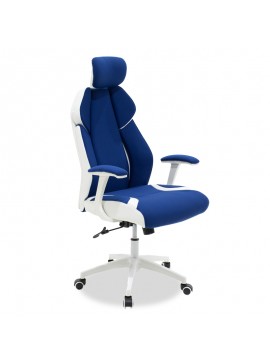 Καρέκλα γραφείου διευθυντή MOMENTUM Bucket pakoworld μπλε υφάσμα Mesh-πλάτη pu λευκό 126-000013