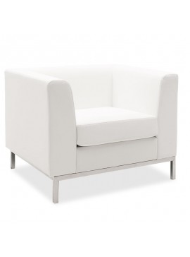 Πολυθρόνα Professional pakoworld inox-τεχνόδερμα λευκό 85x75x66εκ 132-000017