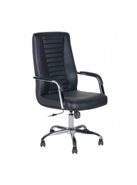 Καρέκλα γραφείου Kingston Megapap με τεχνόδερμα σε χρώμα μαύρο 56x68x110/120εκ. GP003-0013