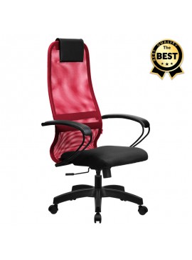 Καρέκλα γραφείου Prince Megapap με ύφασμα Mesh σε χρώμα κόκκινο - μαύρο 66,5x70x123/133εκ. GP008-0005